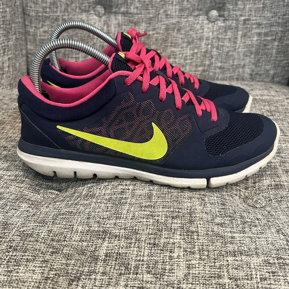 Nike Flex Run Shoes Navy Yellow Pink Women's Size 8